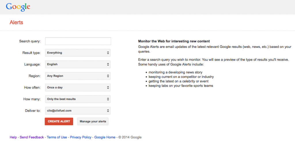 Google Alerts for SEO